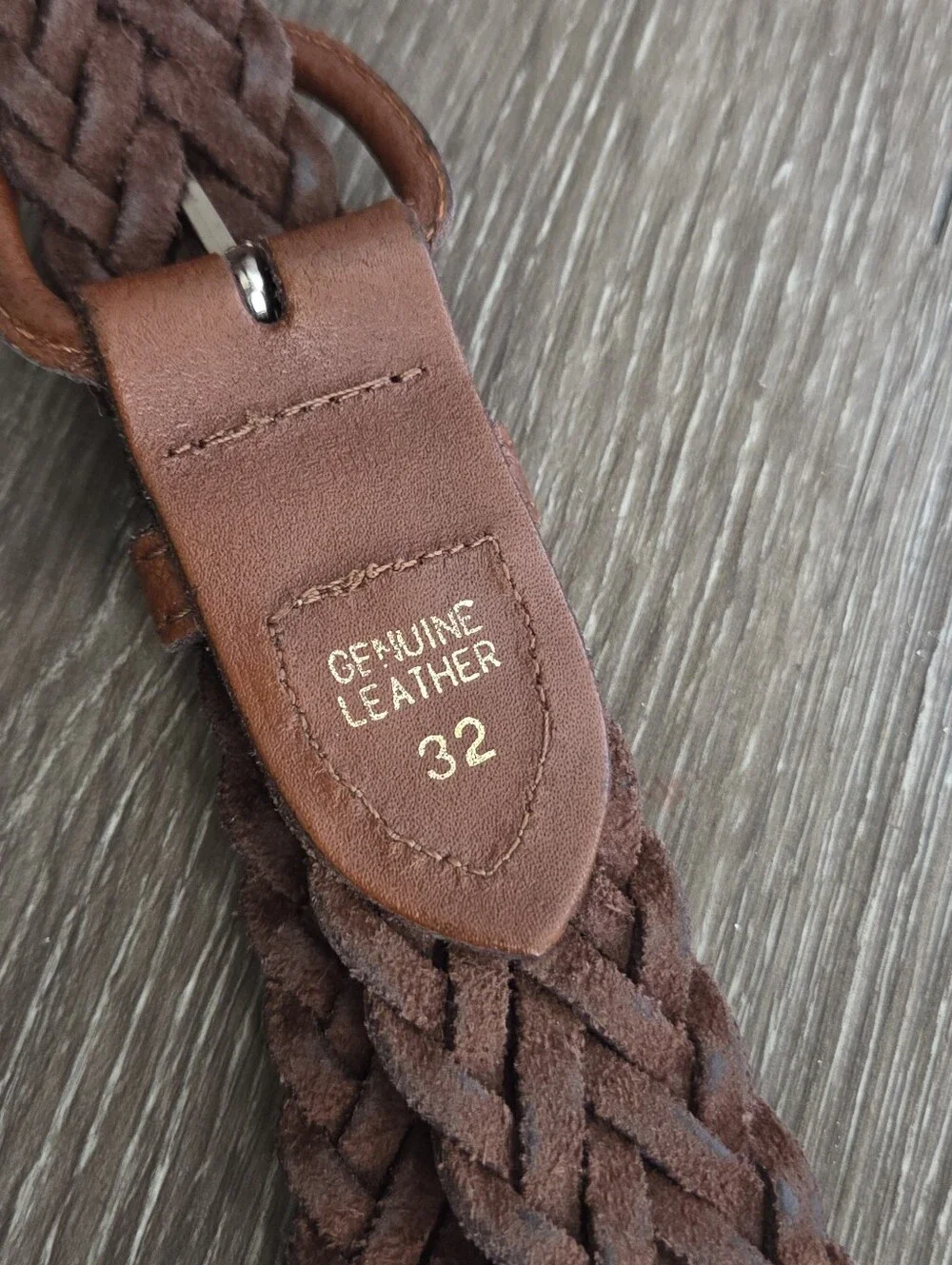 Brown Braided Leather Belt - 32